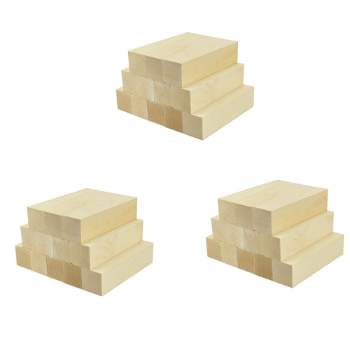 Lot De 24 Blocs De Bois De Tilleul à Sculpter - 3 Tailles (10x5x5 Cm, 10x2.5x2.5 Cm, 5x5x5 Cm) - Non Traités, Pour Sculpture, Bricolage, Projets Créatifs
