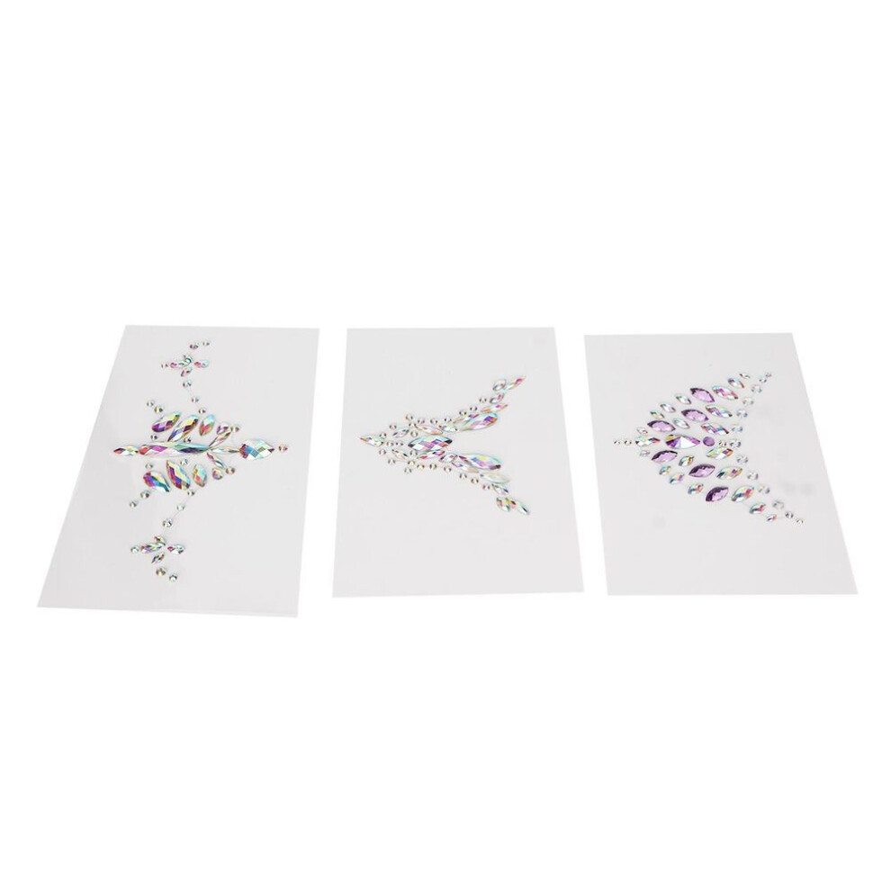 3pcs Breast Rhinestone Stickers Chest Jewelry Adhesive Patches Body Makeup Decoration Sticker