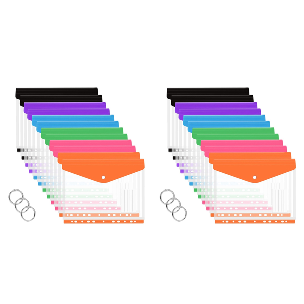 12 Stuks A4-Map Met Uitvouwbare Enveloppen, Doorzichtige Plastic Enveloppen-image