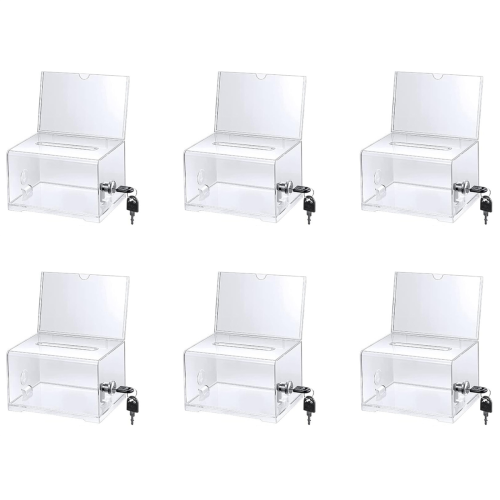 1 Pack Acrylic Donation Box with Lock, Clear Ballot Box