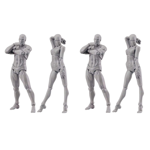 Artists Manikin Jointed Drawing Figures Male+Female Set (Grey)