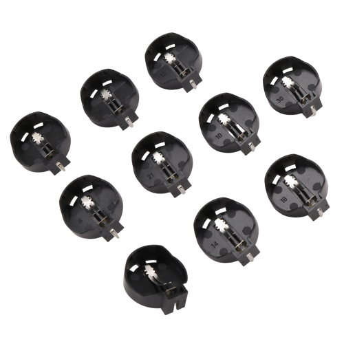 10pcs Black Round Button Battery Holder Case for CR2032 2016 2025 1