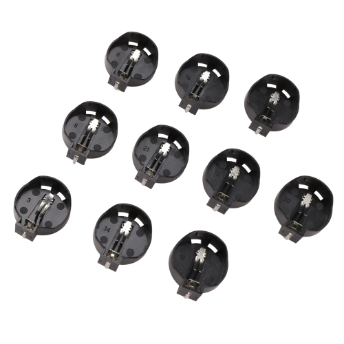 10pcs Black Round Button Battery Holder Case for CR2032 2016 2025 2