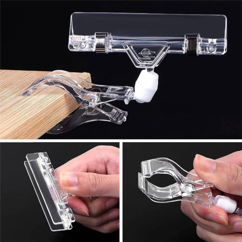 30 Pcs Label Holders Sign Clip, Plastic Clear Rotatable Sign Clips 2