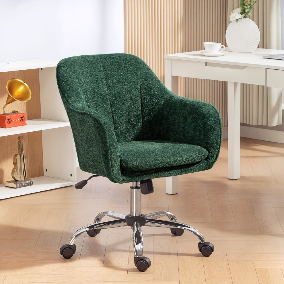 HOMCOM Modern Velvet Office Desk Chair for Bedroom, Living Room, Dark Green-image-OPC-PJ8PTW9-NEW