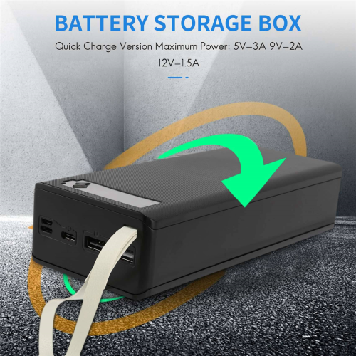 16x18650 Battery Storage Box PD QC3.0 Quick Charge DIY Power Black 2