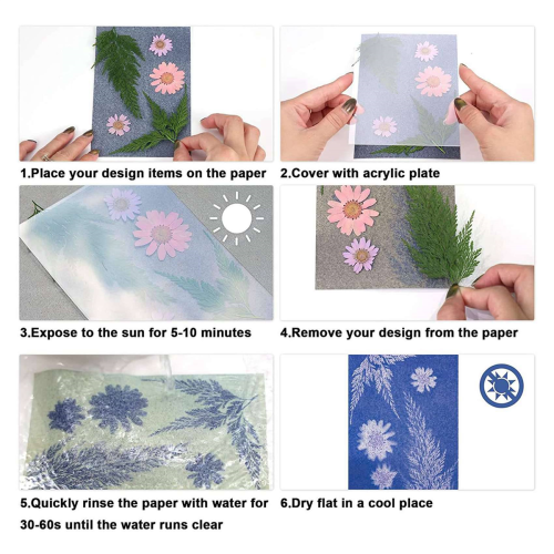 73 Pieces Sun Print Paper Cyanotype Paper Kit 2