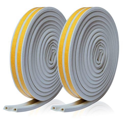 2 Rolls 10 M Draft Excluder for Doors, Rubber Seal Foam Tape Grey 1