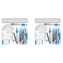 Conjunto de 10 réguas transferidoras escolares para matemática e engenharia, azul