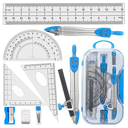Set di 10 goniometri scolastici, righelli per matematica e ingegneria, blu 1