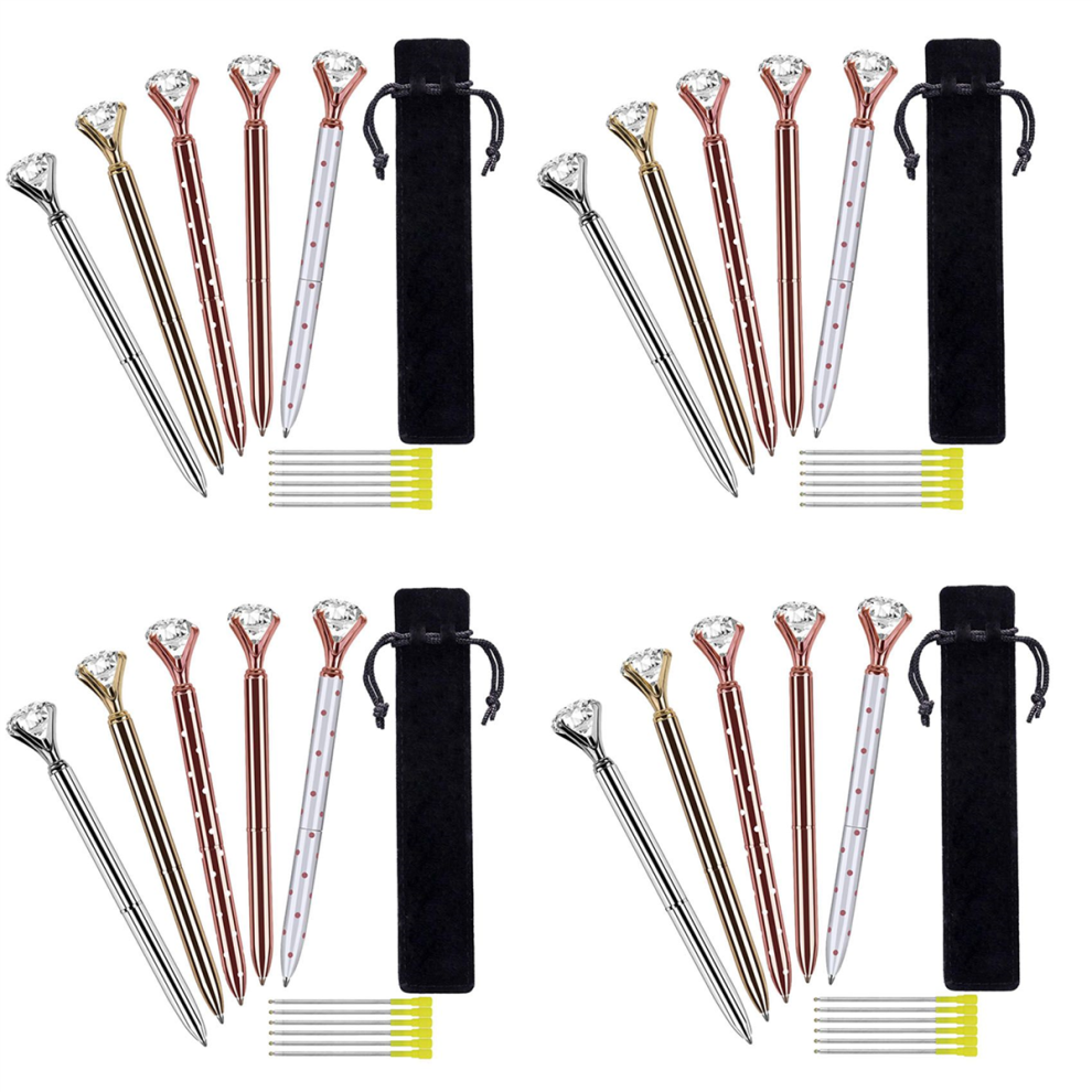 5 Stuks Diamond Metal Balpen Met 5 Balpenvullingen-image