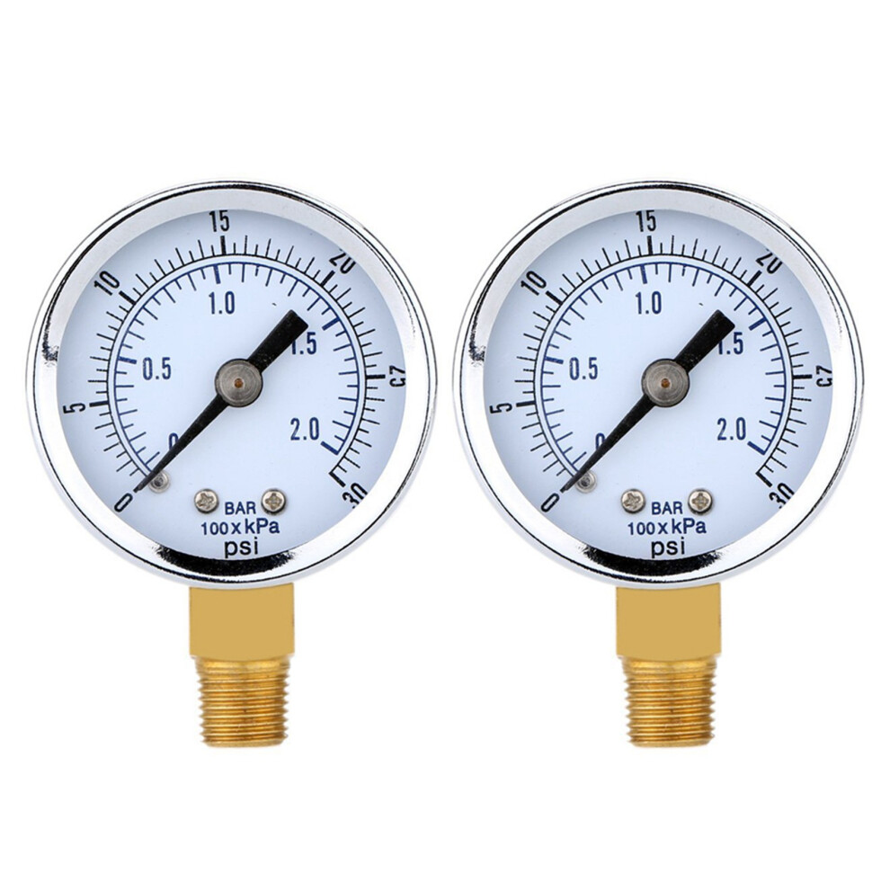 0 - 30 Psi 0 - 2Bar Mini Dial Manometer Gage Doppelskala Schwarz 4711370875544
