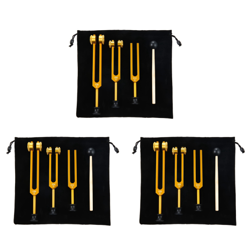 Σετ 3 τεμαχίων με πιρούνι διαπασών (128Hz, 256Hz, 512Hz) Κιτ πιρουνιού διαπασών (Χρυσό)