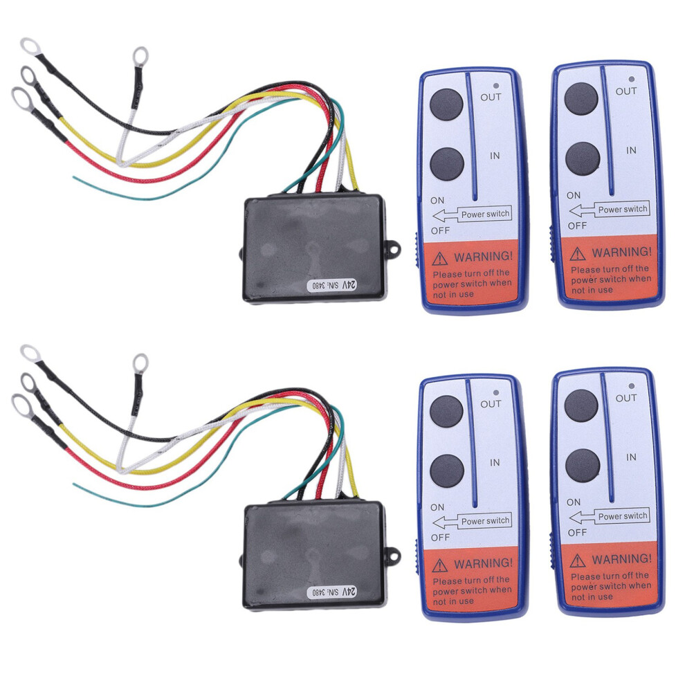2X Recupero Verricello Wireless Telecomando Doppio Ricevitore Atv Camion 24V-image