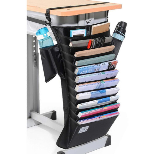 Desk Hanging Book Holder Bag Multiple Layers Heavy Duty Students Desk Organizer