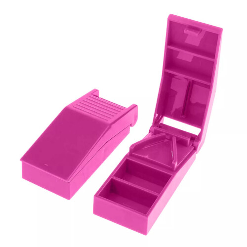 Pill Cutter Medicine Tablet Holder Safe Splitter Half Storage Box UK