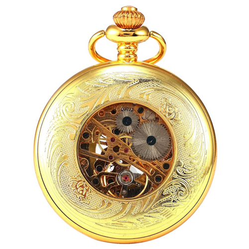 Ceas de buzunar mecanic luminos de lux auriu 2