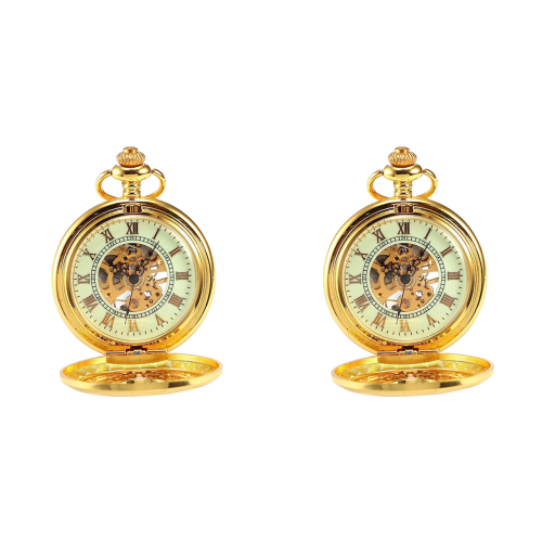 Ceas de buzunar mecanic luminos de lux auriu