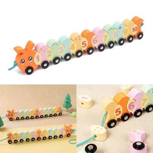 Kids Caterpillar Pull Along Toy for Stringing Thinking Training Amusing Toy 1