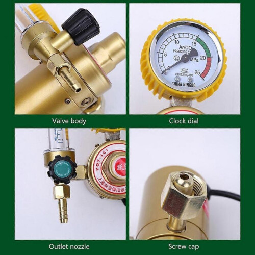Compact- Gas Regulator 0-25MPa 5/8 CO2- Flow Meter Regulator Pressure Gauge 1