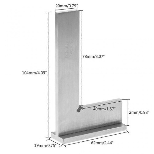 100x70mm Machinist Try Square DIN 875 / 0 grade 90 Flat Edge Square with Base 2