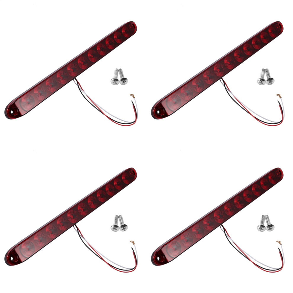 Barra Luminosa Per Rimorchio A Led Rossa Da 15 Pollici Con 11 Led, Sigillata, Impermeabile-image