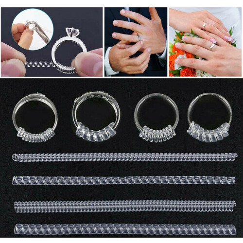 4 pcs/set  Ring Adjuster for Loose Rings Spiral Silicone Tightener New 1