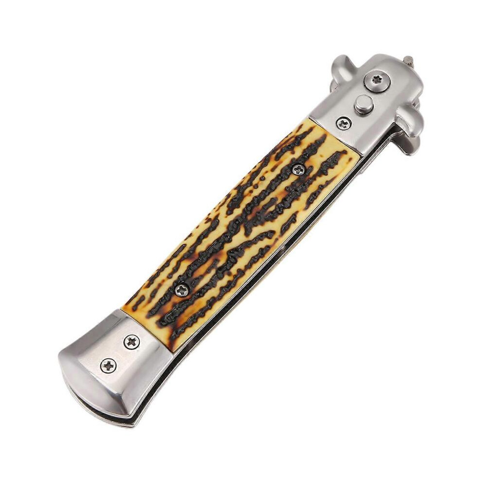 1Pcs Automatic Stainless Steel Combs Foldable Knife Brushes Hair Trimmer Comb Brush Accessories Butterfly Mens Pocket Knife Comb Imitation Bovine Bone