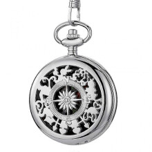 (silvery) Engrave Pocket Watch Compass Retro Hiking Belt Chain Camp Compass For Sailing
