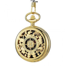 (gold) Engrave Pocket Watch Compass Retro Hiking Belt Chain Camp Compass For Sailing