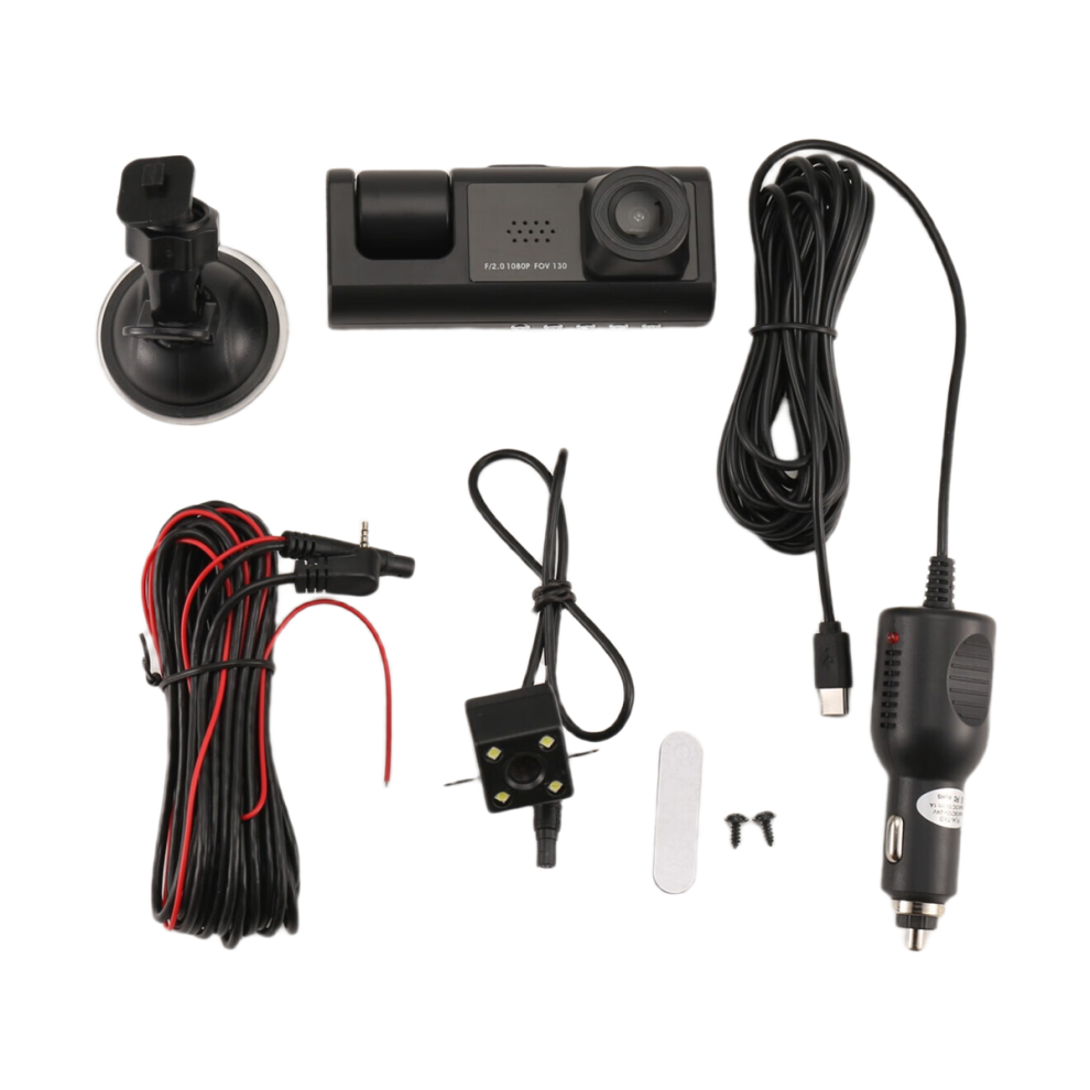 3 Camera Dash Cam 1080P 2 Inch Screen Dashcam Driver Recorder Black 4711316860115