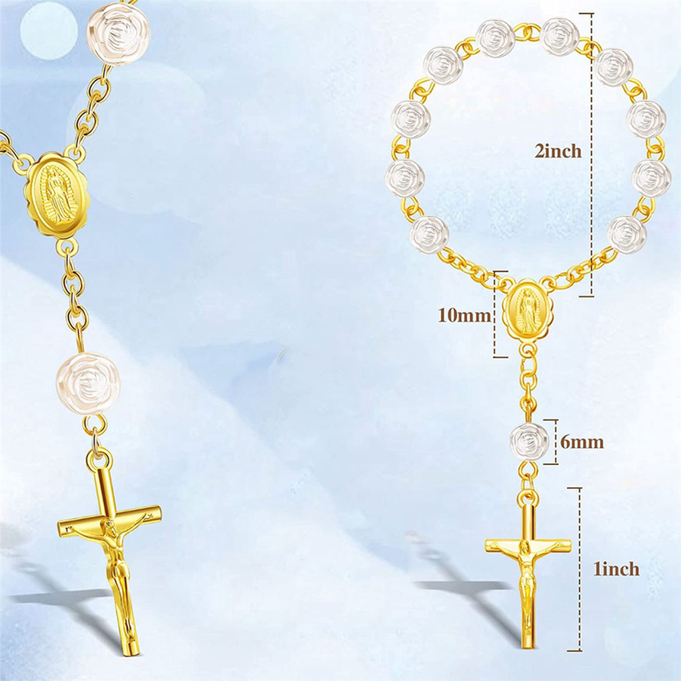 60 Pezzi Rosari Per Battesimo In Acrilico, Mini Rosari Con-image