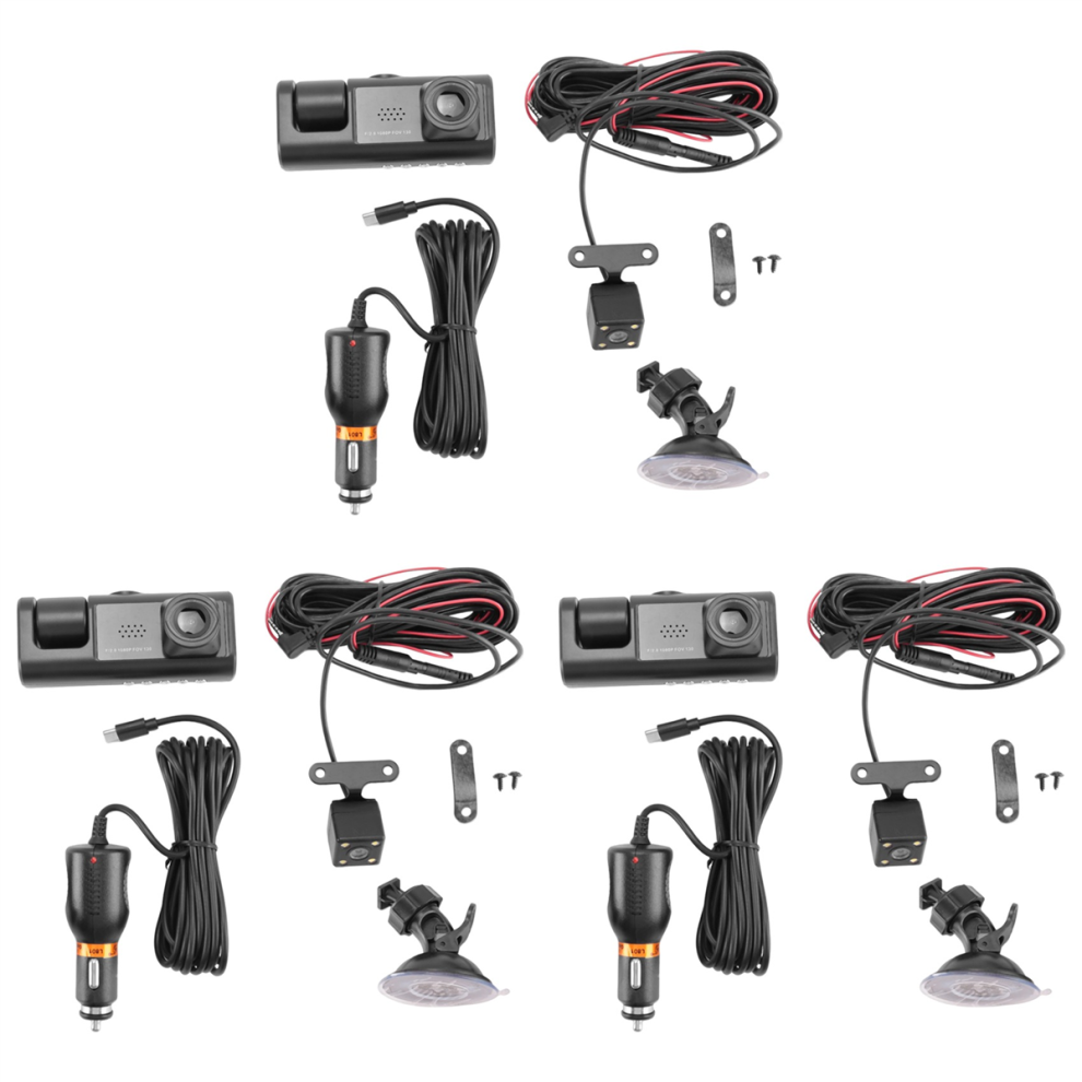 3 Camera Lens Car Dvr 3-Channel Dash Cam Hd 1080P Recorder 4711316860139
