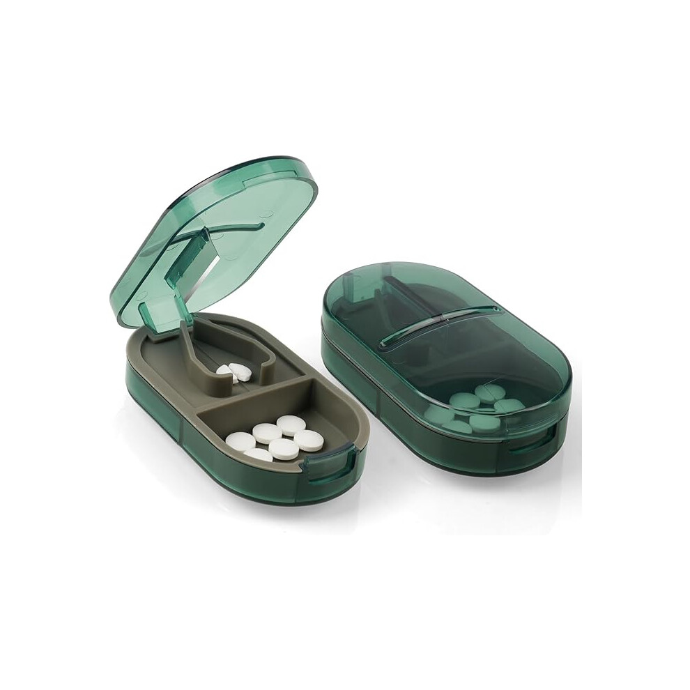 Acwoo Small Pill Tablet Cutter, Portable Pill Splitter For Small And Large Pills Cut In Half Quarter, Cutting & Storage 2 In 1 Tablet Pill Dispenser
