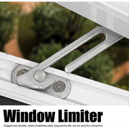 Window Limiter, Stainless Steel Casement Window Stopper, Safety Lock Latch 1