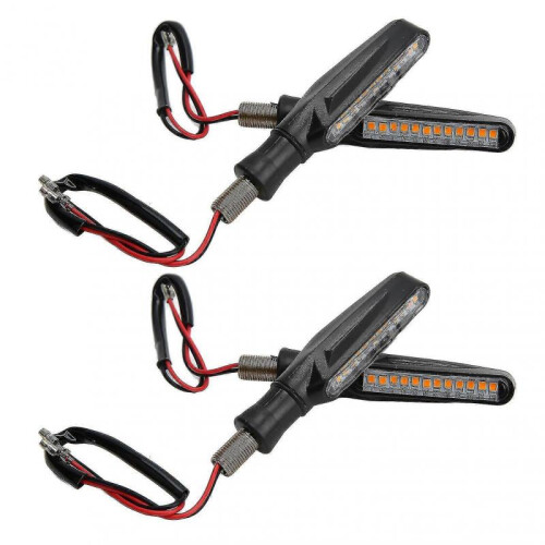 Motorcycle LED Turn Signals 4Pcs Front Rear Indicators with Flowing Amber Daytime Running Lights 12V 1