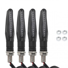 Motorcycle LED Turn Signals 4Pcs Front Rear Indicators with Flowing Amber Daytime Running Lights 12V