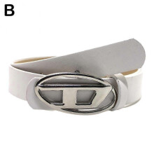 (White, One Size) Trendy D Letter Belt Press Button Belt Waistband Buckle Fashionable Accessories For Women