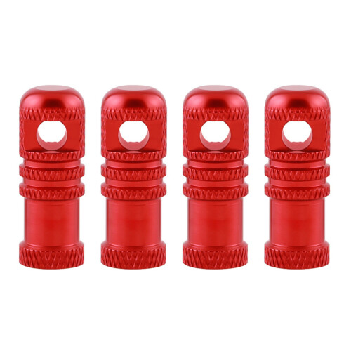 (4) French valve caps - red