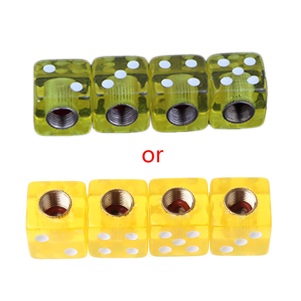 (4) Abs Dice Valve Caps - Yellow 7696631926319