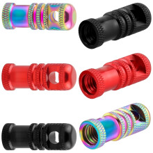 (6) Bicycle French Valve Caps Tubeless Tire Valve Cores - Mixed Colors (Color + Red + Black + Purple + Silver)