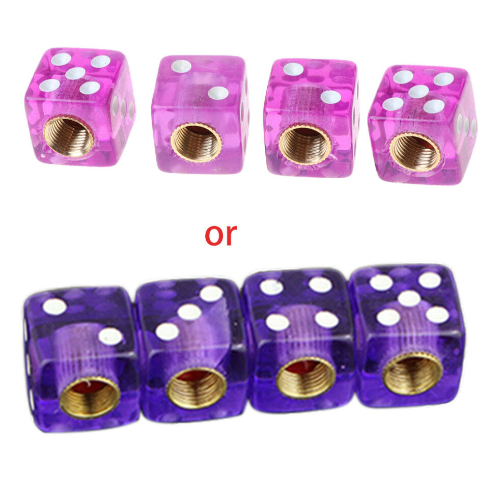 (4) Abs Dice Valve Caps - Purple 7696631926296
