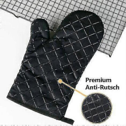 Premium Non-slip Oven Gloves (2 Pack) - Silicone Extremely Durable Grill Gloves, Black 2