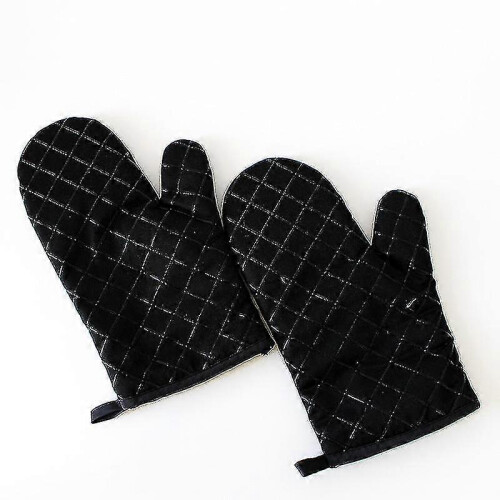 Premium Non-slip Oven Gloves (2 Pack) - Silicone Extremely Durable Grill Gloves, Black