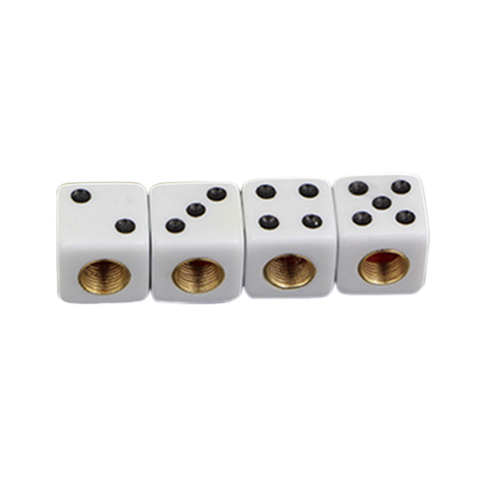 (4) Abs Dice Valve Caps - White 7696631926289