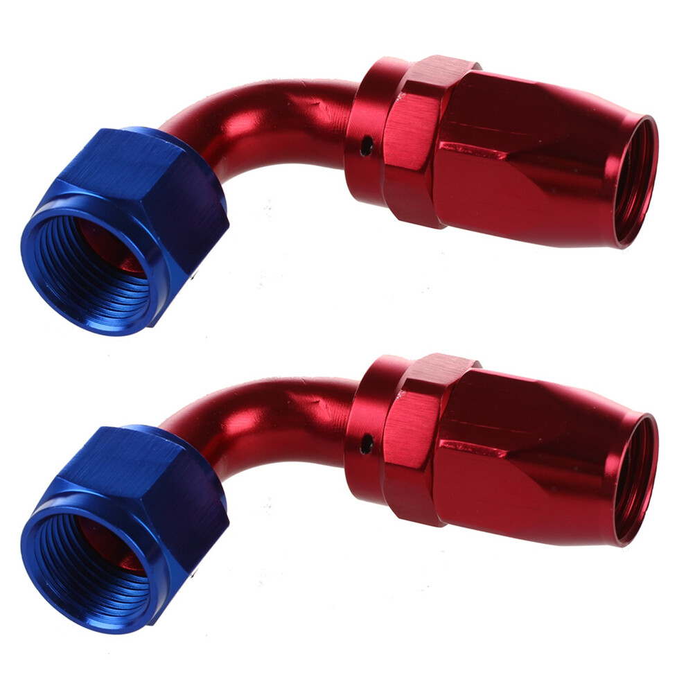 An10/90Swivel Oil Fuel Hose End Fitting Adapter Aluminum + Red/Blue 4711316842135