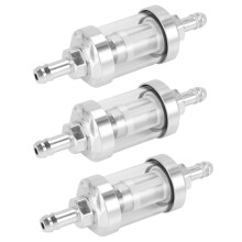 Chrom Glas Kraftstoff Benzin Dieselmotor Inline Filter 5/16 Silber für Motorräder
