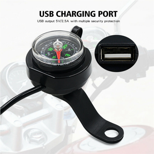 Motorcykelkompasoplader USB vandtæt navigation hurtigopladning 2