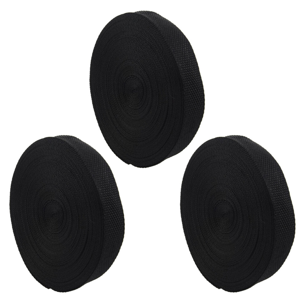 3Pcs 25mmx20M Roll Nylon Tape Strap for Webbing Bag Strapping - Black-image-OPC-PJ8QQ5T-NEW