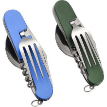 2 Pcs Folding Cutlery, 6 In 1 Folding Cutlery Camping Travel Hiking Picnic